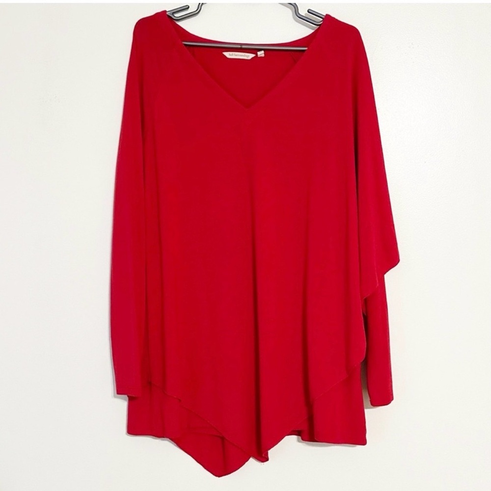 Soft Surroundings Vibrant Red Layered Asymmetrical V-Neck Madeline Tunic Large